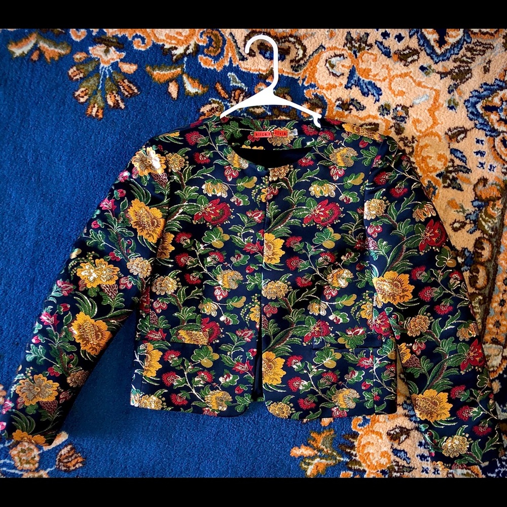 Alice and Olivia gold thread flower top/jacket